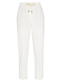 Stretch Cotton Lightweight French Terry Track Trousers with Monili