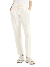 Stretch Cotton Lightweight French Terry Track Trousers with Monili