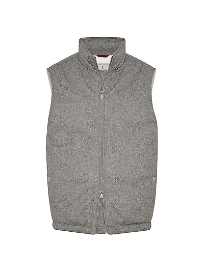 Bonded Wool Flannel Down Vest