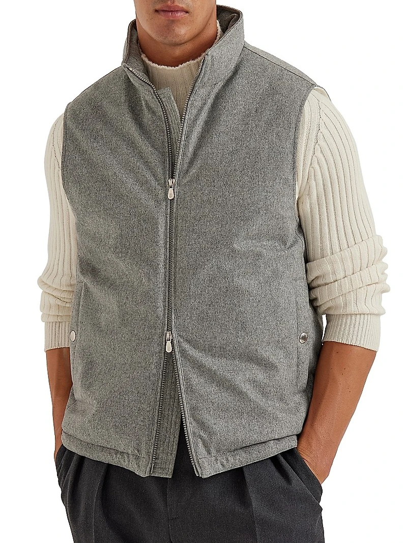 Bonded Wool Flannel Down Vest