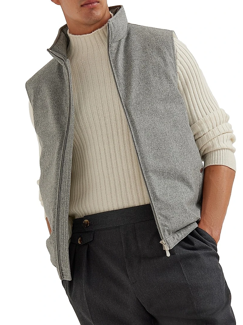 Bonded Wool Flannel Down Vest