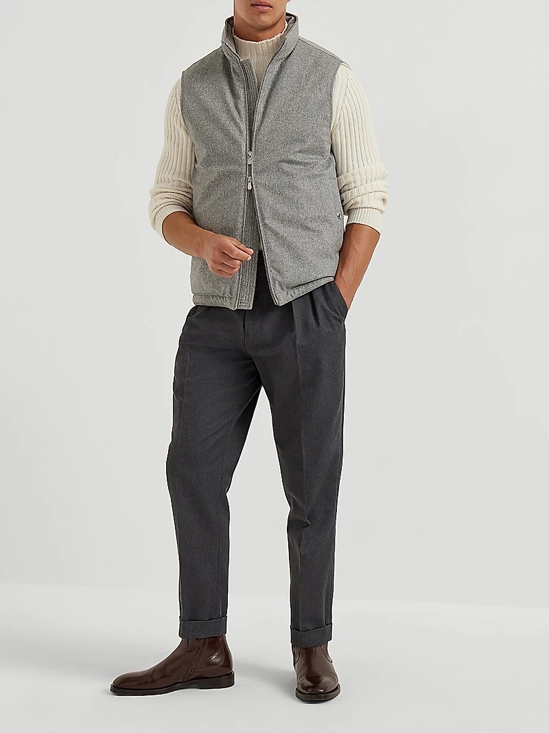 Bonded Wool Flannel Down Vest