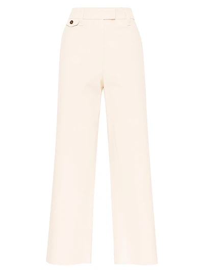 Cotton and Linen Cover Cropped Chino Trousers