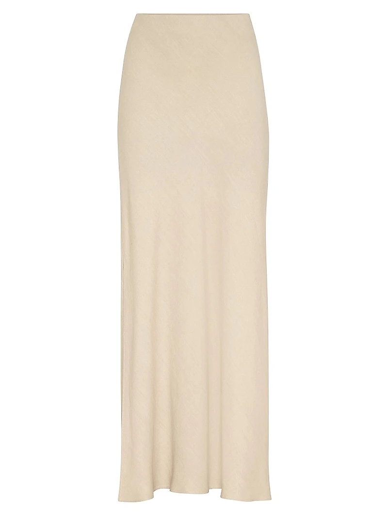 Viscose and Linen Twill Fluid Bias Cut Skirt