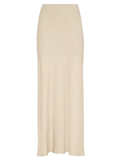 Viscose and Linen Twill Fluid Bias Cut Skirt