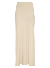 Viscose and Linen Twill Fluid Bias Cut Skirt