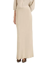 Viscose and Linen Twill Fluid Bias Cut Skirt