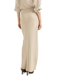 Viscose and Linen Twill Fluid Bias Cut Skirt