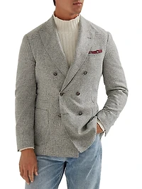 Flecked Prince of Wales Flannel One and a Half Breasted Deconstructed Blazer