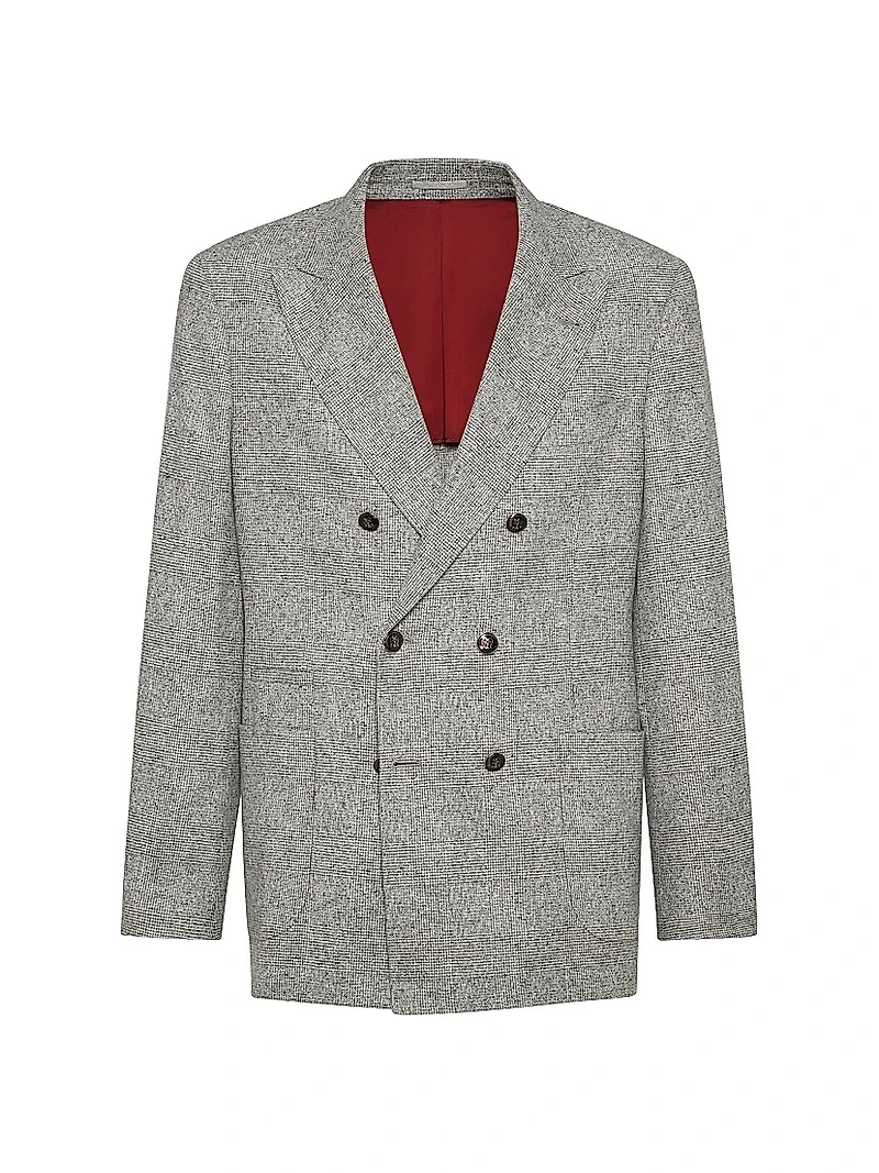 Flecked Prince of Wales Flannel One and a Half Breasted Deconstructed Blazer