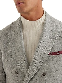 Flecked Prince of Wales Flannel One and a Half Breasted Deconstructed Blazer