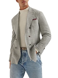 Flecked Prince of Wales Flannel One and a Half Breasted Deconstructed Blazer