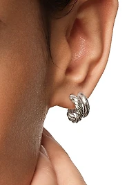 DY Mercer Double Hoop Huggie Earrings in Sterling Silver, 13.5MM
