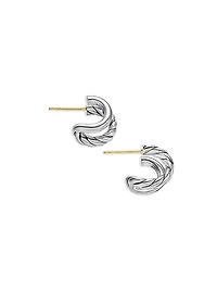 DY Mercer Double Hoop Huggie Earrings in Sterling Silver, 13.5MM