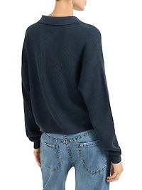Cotton English Rib Knit Polo Shirt with Monili