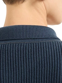 Cotton English Rib Knit Polo Shirt with Monili