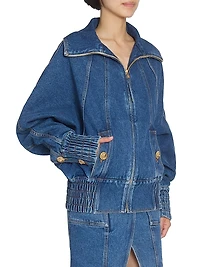 Seamed Denim Bomber Jacket