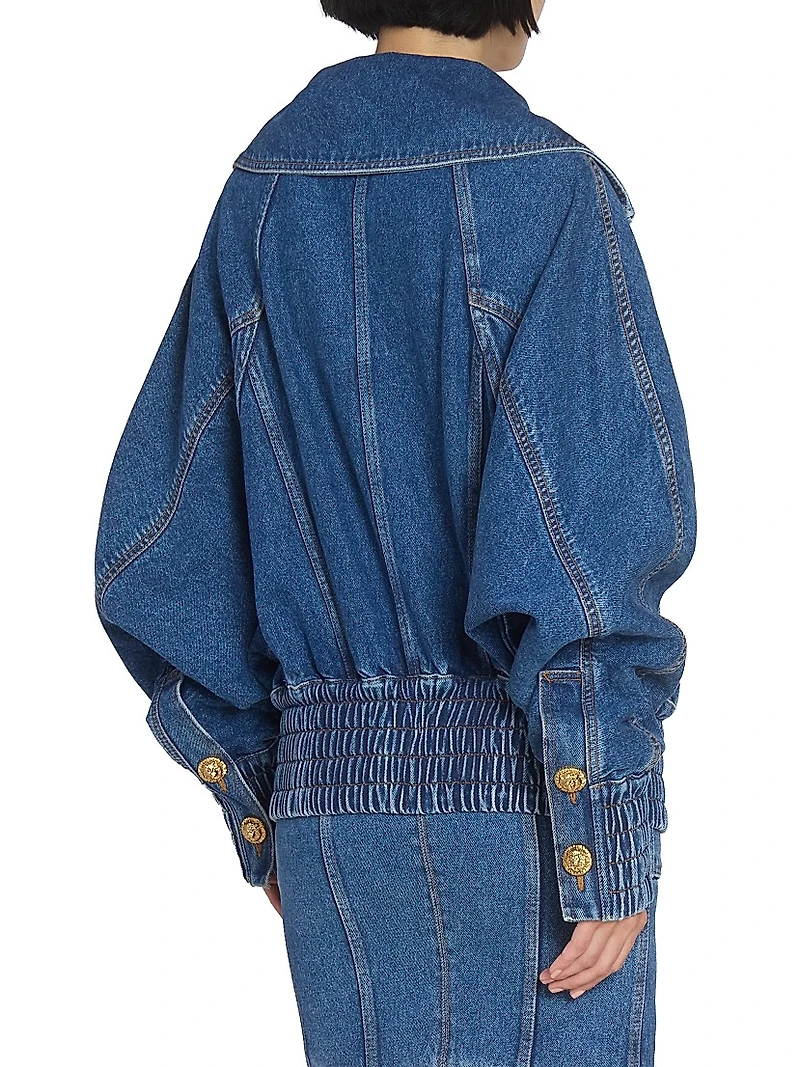 Seamed Denim Bomber Jacket