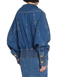 Seamed Denim Bomber Jacket