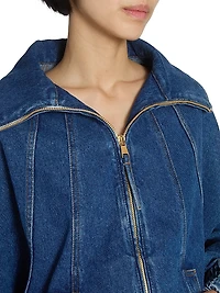 Seamed Denim Bomber Jacket