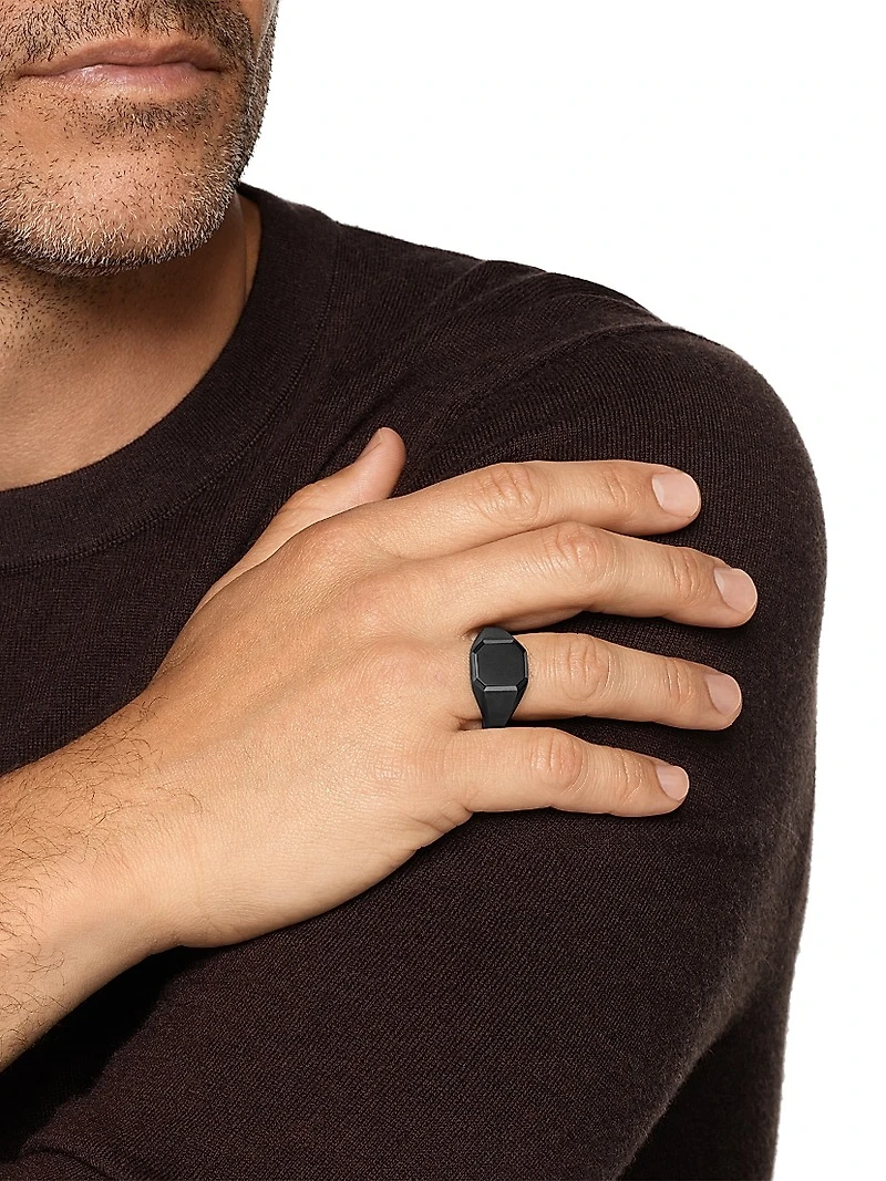 Streamline Signet Ring Black Titanium