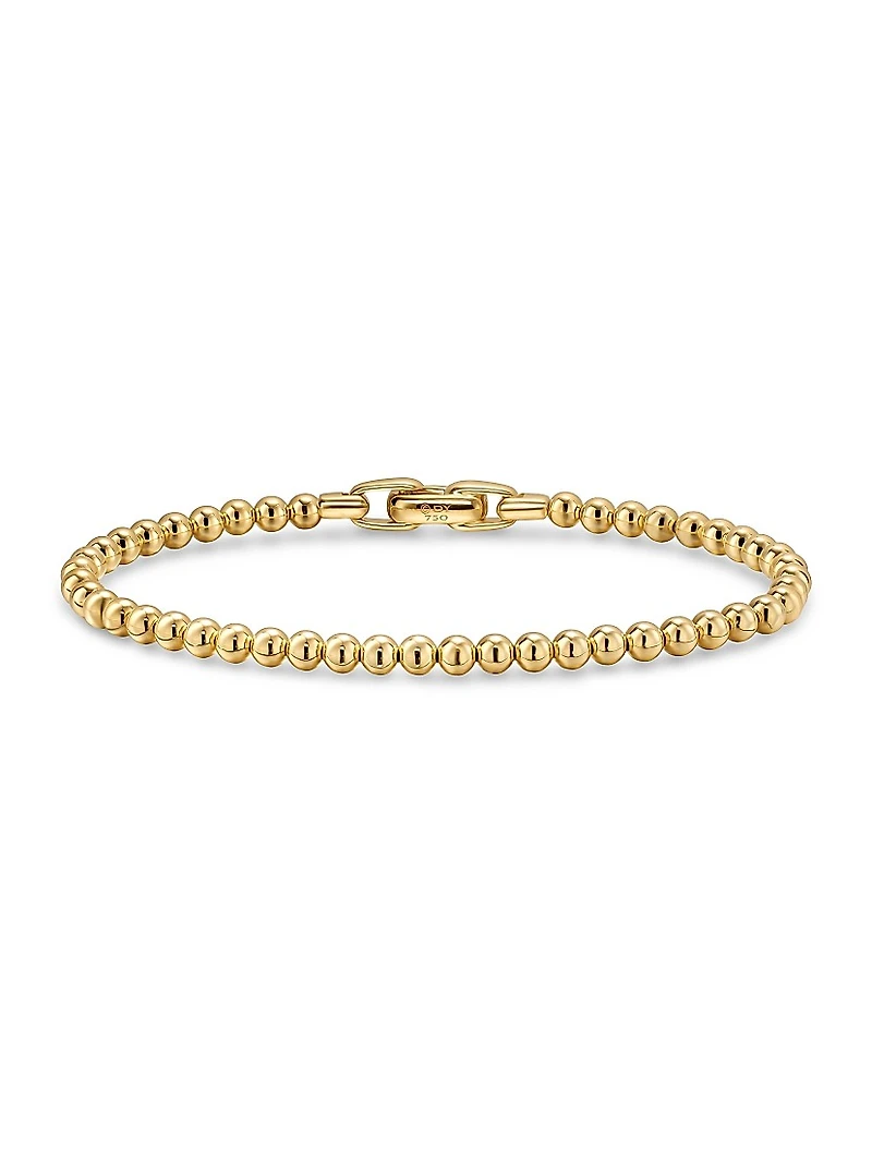 Spiritual Beads Metal Bead Bracelet 18K Yellow Gold, 4MM