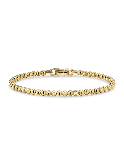 Spiritual Beads Metal Bead Bracelet 18K Yellow Gold, 4MM