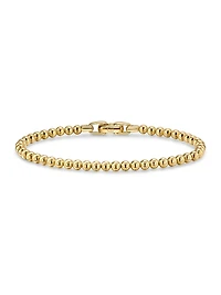 Spiritual Beads Metal Bead Bracelet 18K Yellow Gold, 4MM