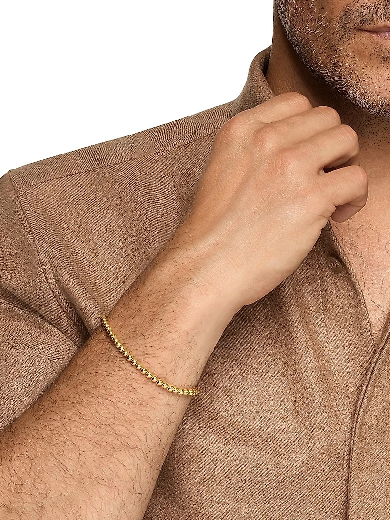 Spiritual Beads Metal Bead Bracelet 18K Yellow Gold, 4MM