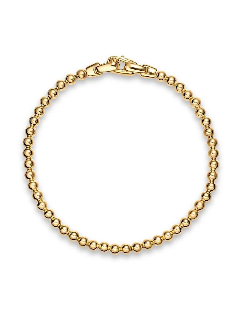 Spiritual Beads Metal Bead Bracelet 18K Yellow Gold, 4MM