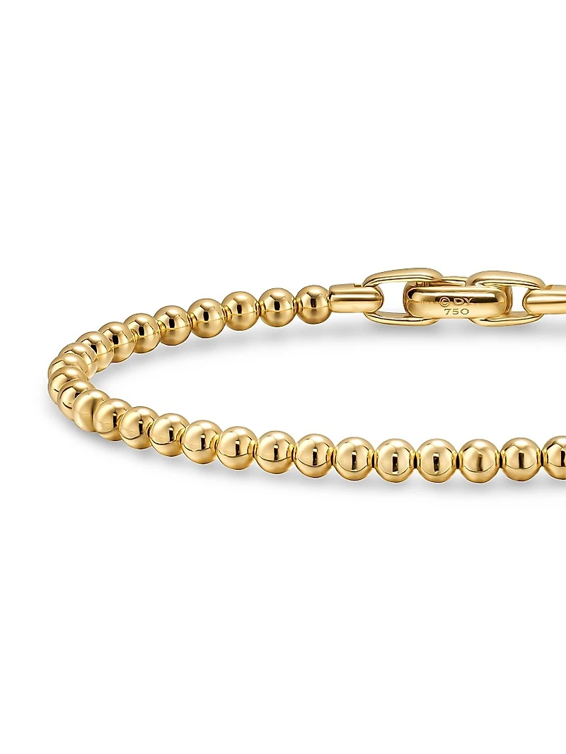 Spiritual Beads Metal Bead Bracelet 18K Yellow Gold, 4MM