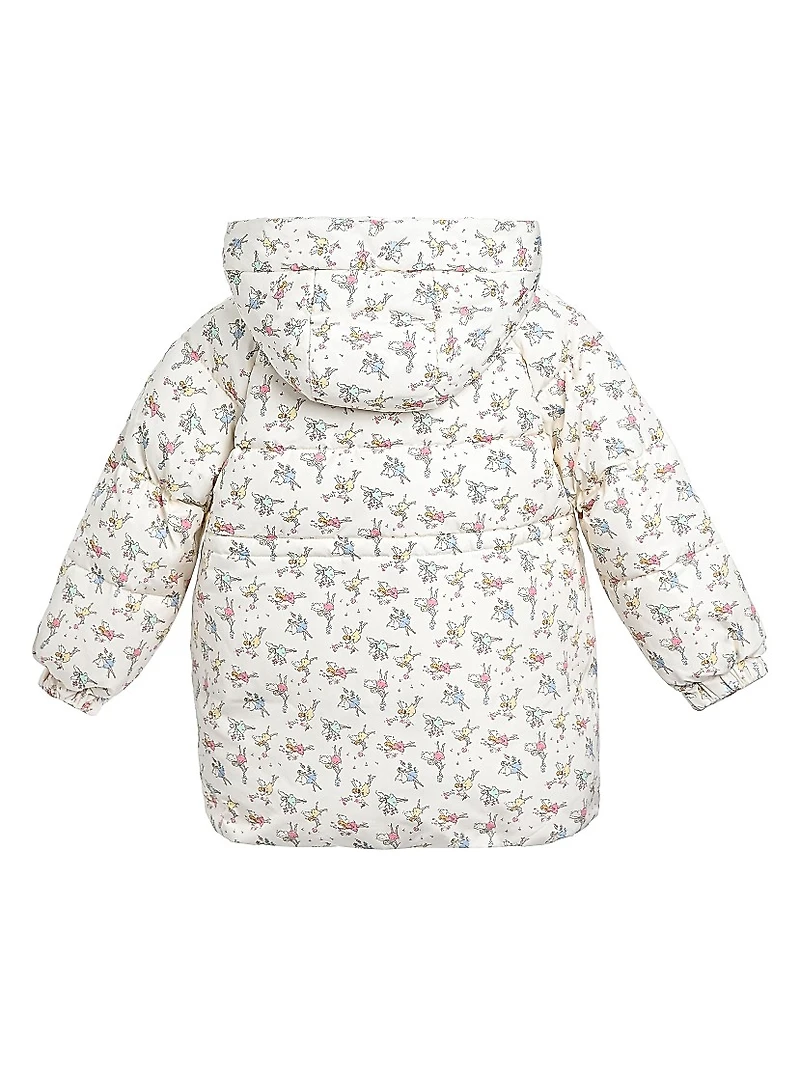 Little Girl's Floral Bow Hooded Coat