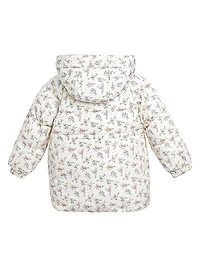 Little Girl's Floral Bow Hooded Coat