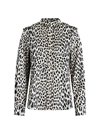 Mika Band-Collar Shirt in Cheetah Print