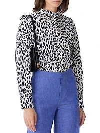 Mika Band-Collar Shirt in Cheetah Print