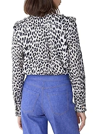 Mika Band-Collar Shirt in Cheetah Print