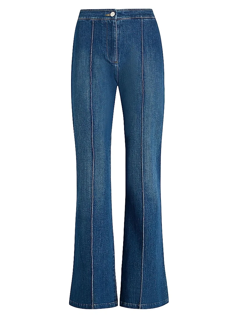 Lola Denim Flare-Leg Cropped Pants