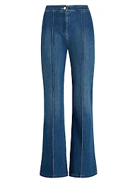Lola Denim Flare-Leg Cropped Pants
