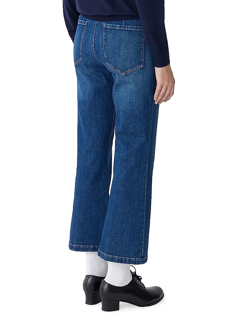 Lola Denim Flare-Leg Cropped Pants