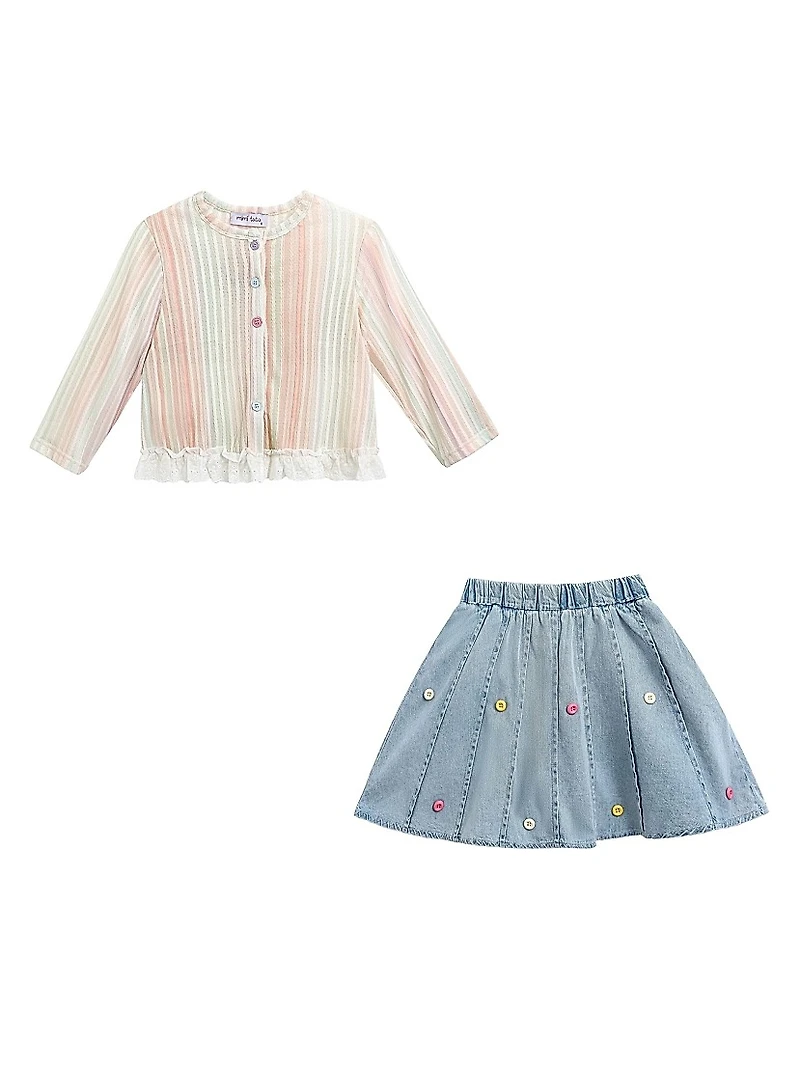 Little Girl's Skort Cardigan Set