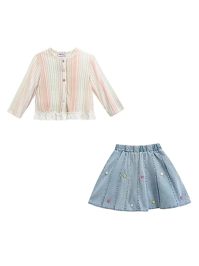 Little Girl's Skort Cardigan Set