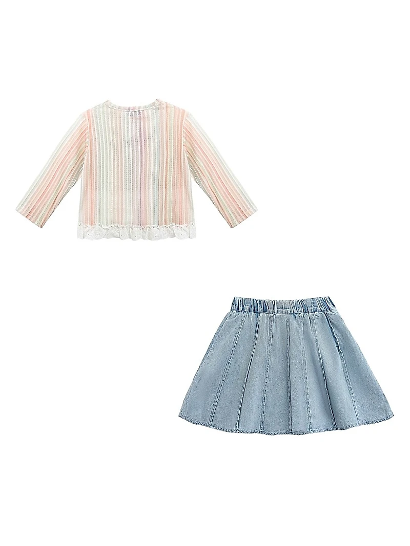 Little Girl's Skort Cardigan Set