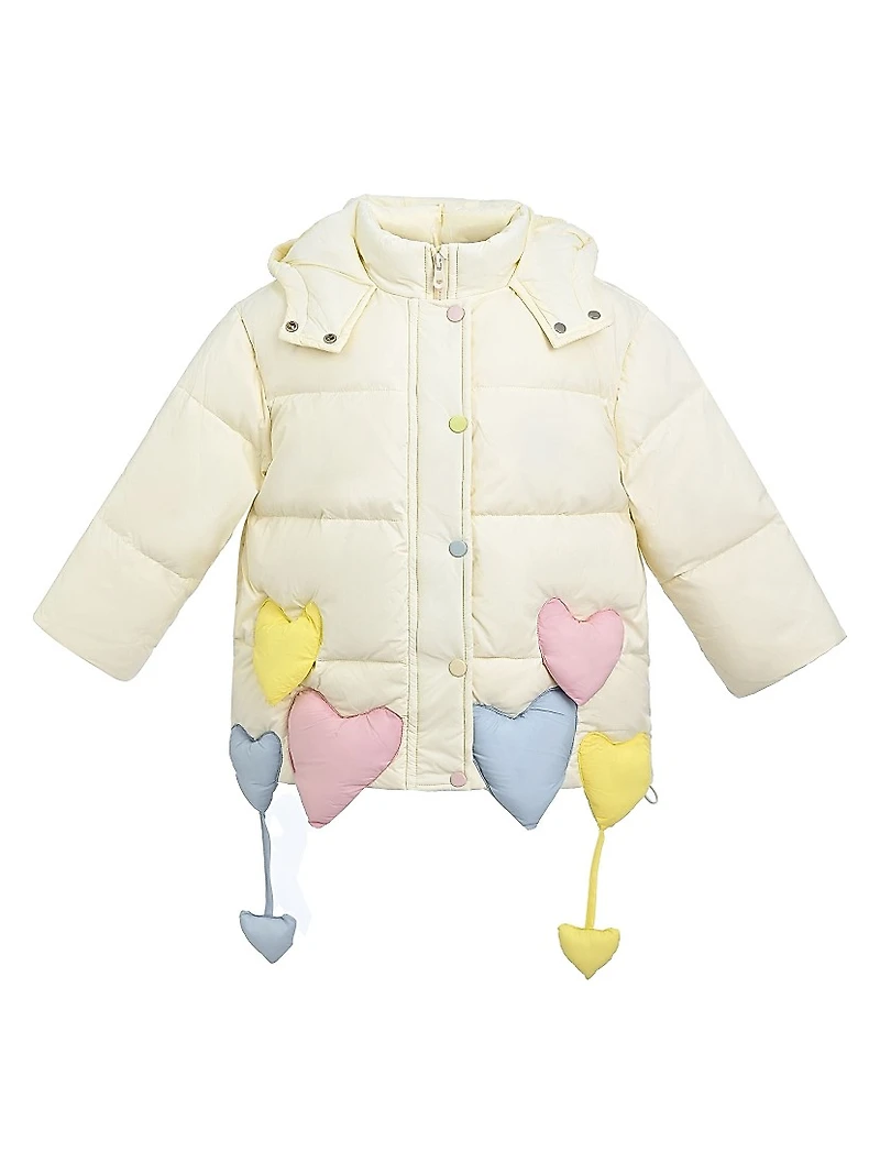 Little Girl's Heart Charm Puffer Jacket