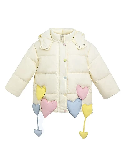 Little Girl's Heart Charm Puffer Jacket