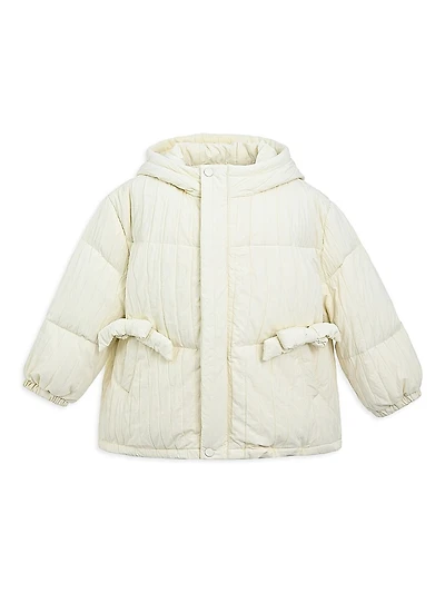 Little Girl's Bow Quilted Puffer Jacket