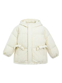 Little Girl's Bow Quilted Puffer Jacket