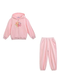 Little Girl's Bow Detail Tracksuit Set