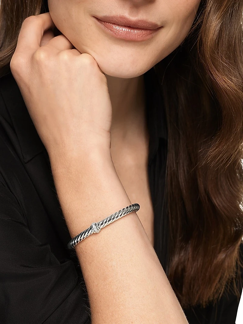 Cable Flex Center Station Bracelet Sterling Silver