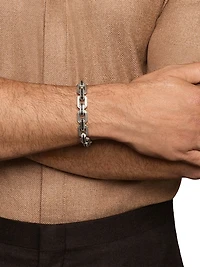 Faceted Flat Link Bracelet Sterling Silver