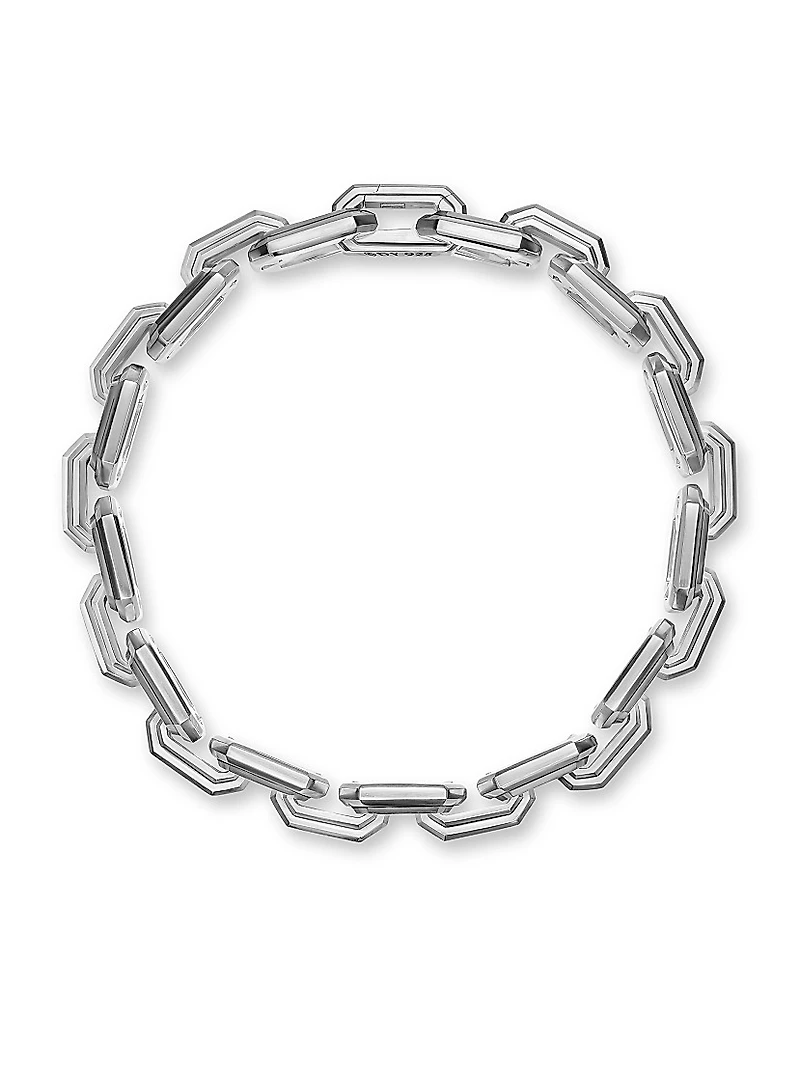 Faceted Flat Link Bracelet Sterling Silver